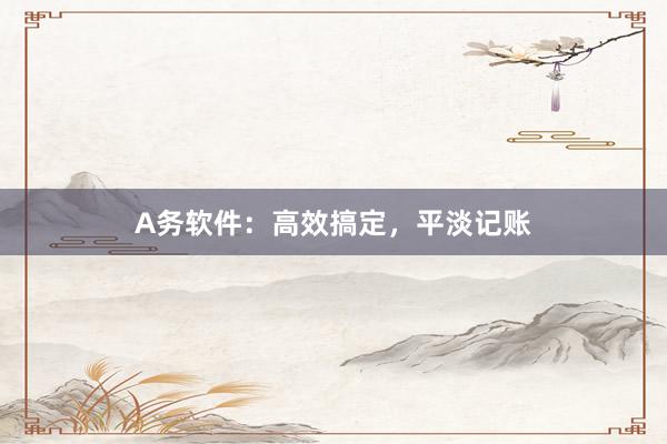 A务软件：高效搞定，平淡记账